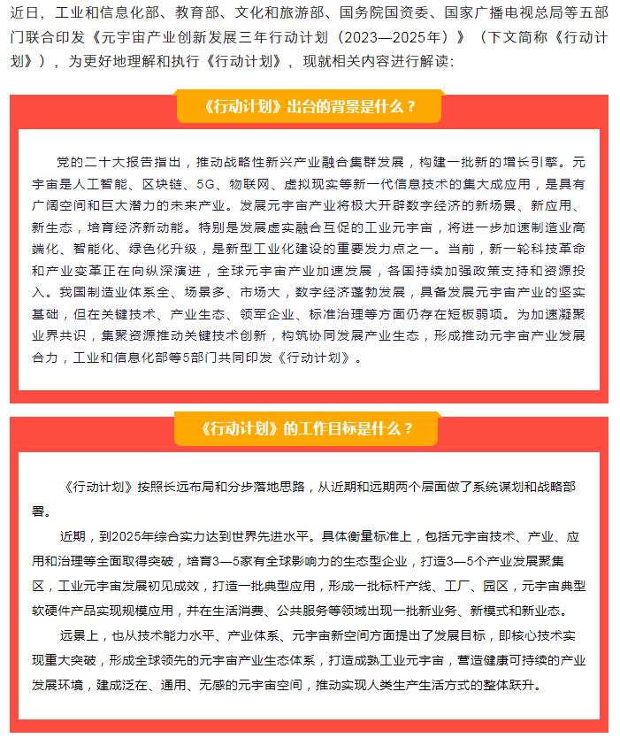 政策速递｜七问+一图，读懂《元宇宙产业创新发展三年行动计划（2023—2025年）》